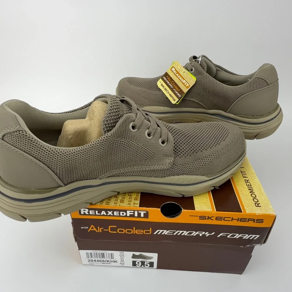 Skechers Expected 2.0 Marino Khaki Mens Memory Foam‎ Shoes Mens 9.5 NIB